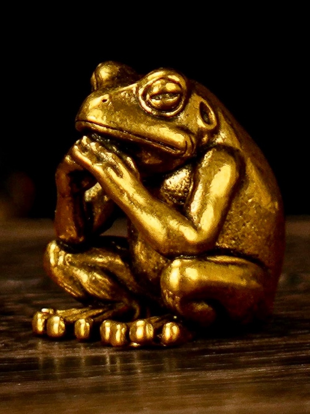 Spiritual Novelty Gift 100% SOLID BRASS Meditating Praying Frog Yogi Yoga pose